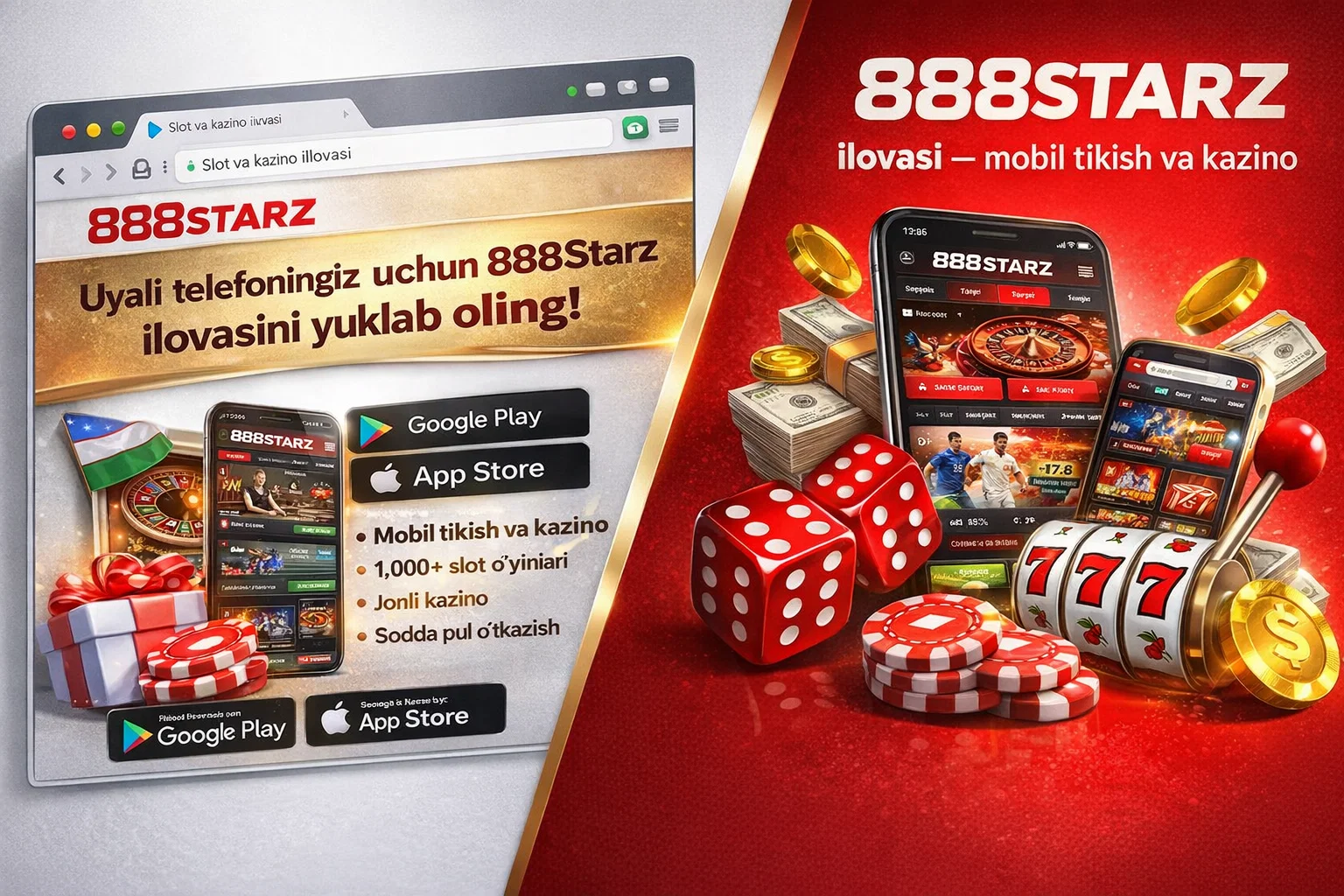 888Starz ilovasi — mobil tikish va kazino